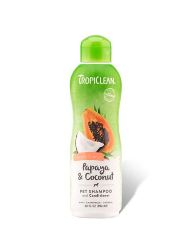 TROPICLEAN Papaya & Coconut Shampoo Conditioner, Luxury 2-in-1, 355 ml