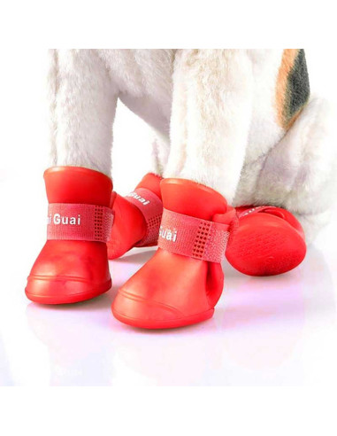 Pawzone Royal Gummy Dog Shoes Waterproof Shoes at lowest price Size M Color  Red