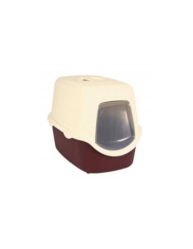 Trixie Vico Cat  Litter Tray With Dome(Bordeaux/cream)