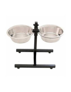 DuraPet Adjustable Stand with 2 Piece Bowl, 2 qt (Silver)